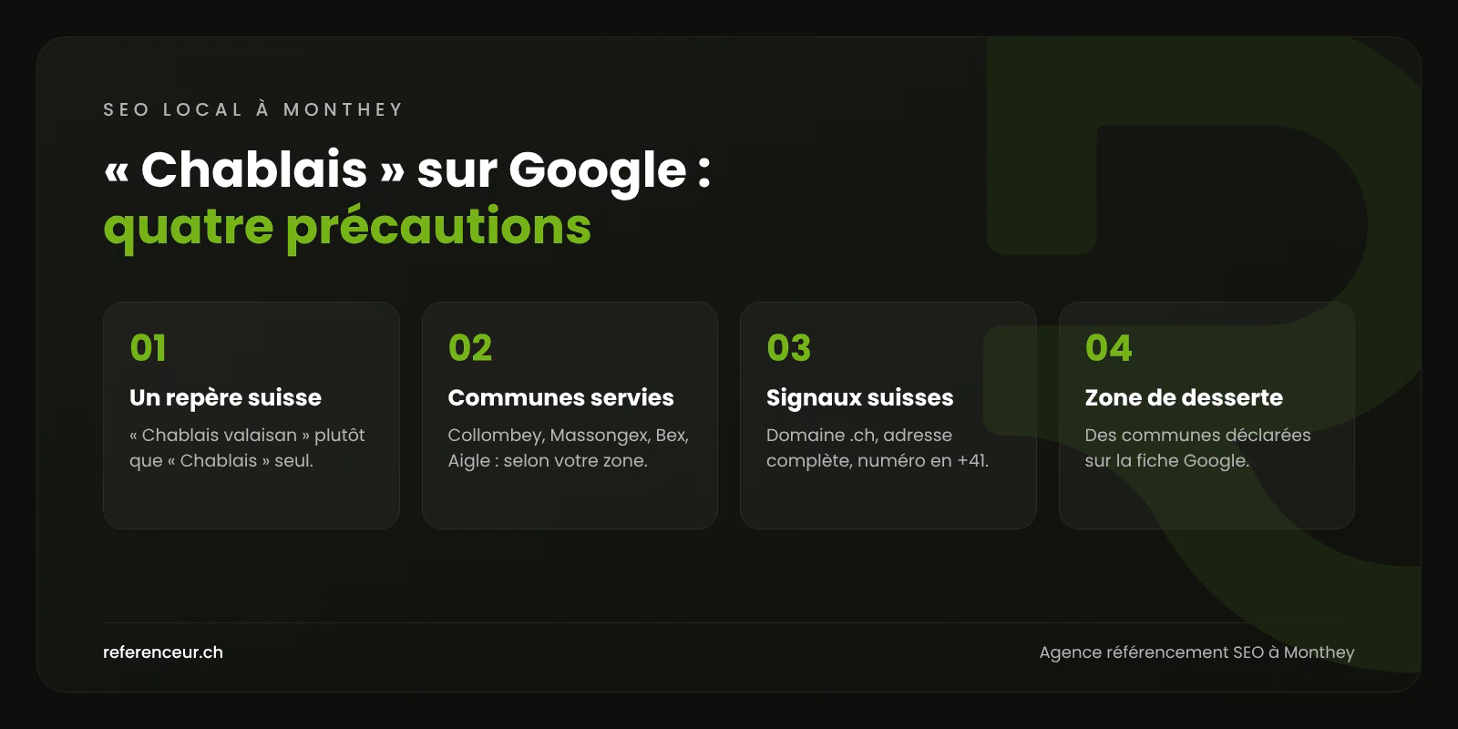 Infographie : quatre précautions pour qu'une entreprise de Monthey soit trouvée sur « Chablais » sans être confondue avec le Chablais français